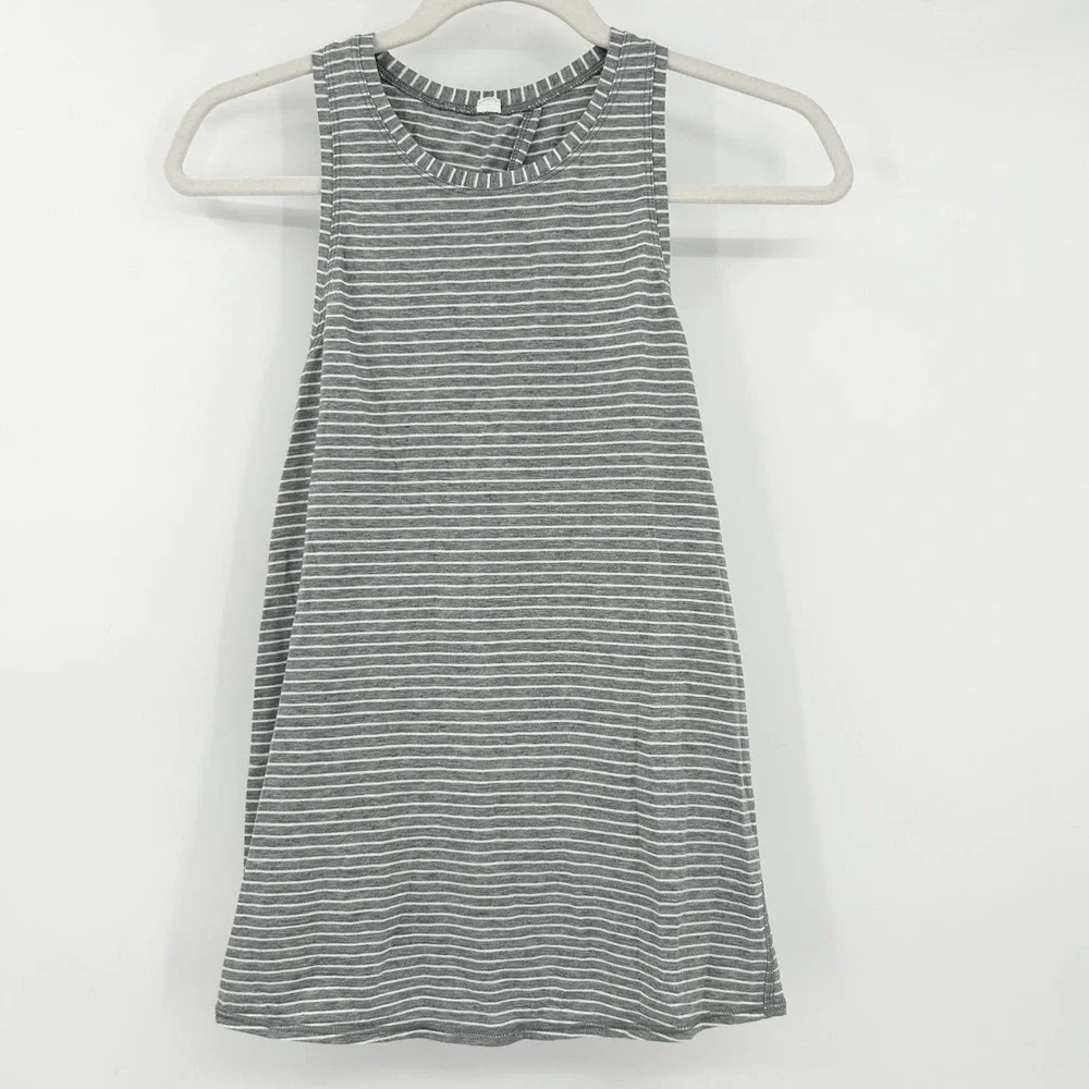Lululemon Womens Active Athletic Pima Cotton Striped All Tied Up Tank Top Size 4